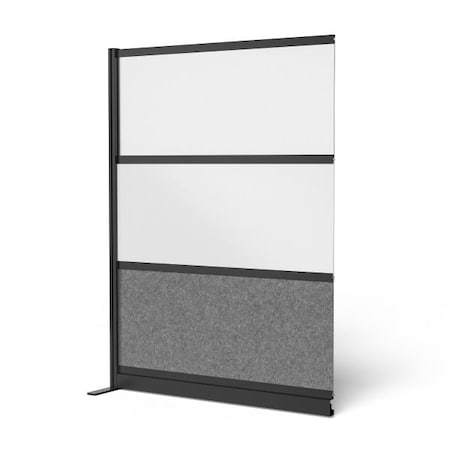 Modular Wall Room Divider System - Black Frame - 53in. X 70in. Add-On Wall - Wide Paneling